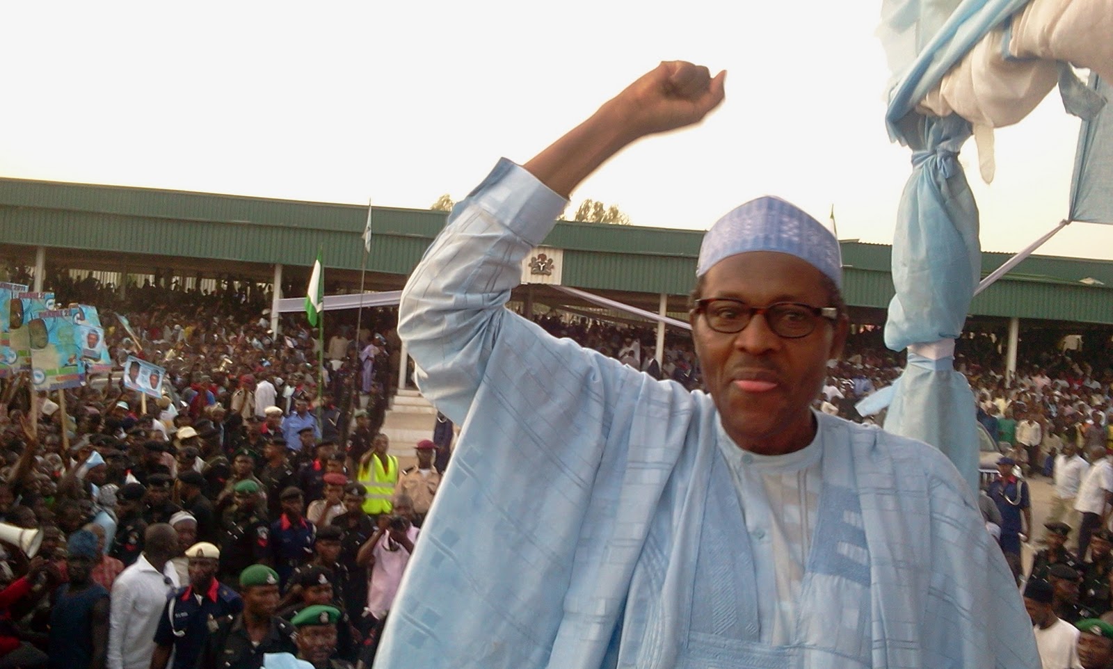 Maj. Gen. Muhammadu Buhari, presidential candidate of All Progressives Congress (APC) at a rally in South South